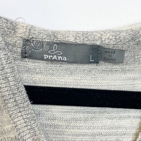 Prana Womens Gemma Hooded Sweater Gray Striped Lightweight Knit Size Large - Picture 8 of 10
